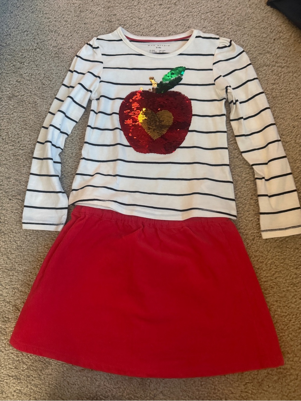 Max Studio Red Sequin Apple Stripe Set